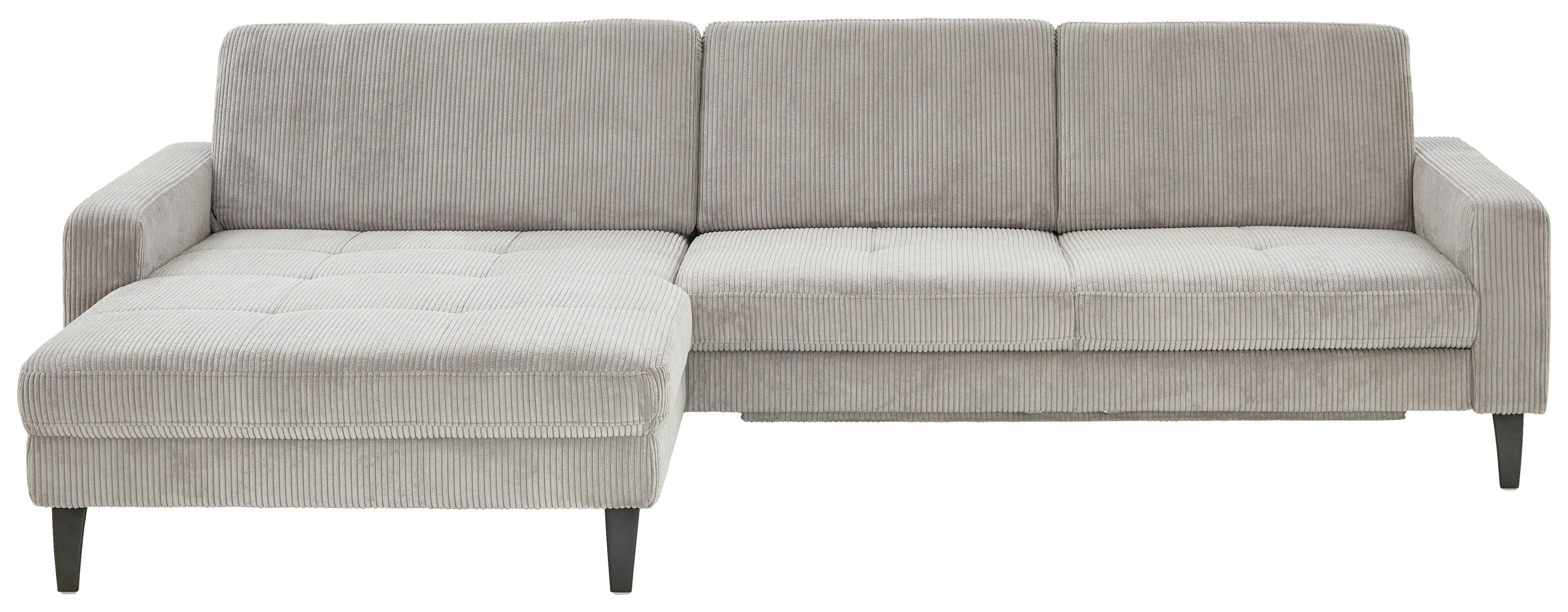 ECKSOFA in Cord Hellgrau  - Hellgrau/Schwarz, Modern, Textil/Metall (177/302cm) - Beldomo Style