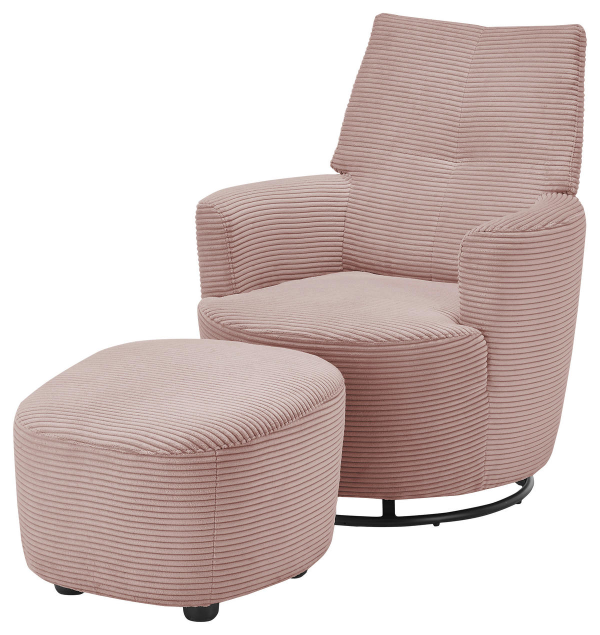 SESSEL Cord Rosa    - Schwarz/Rosa, Design, Textil/Metall (80/96/88cm) - SetOne by Musterring