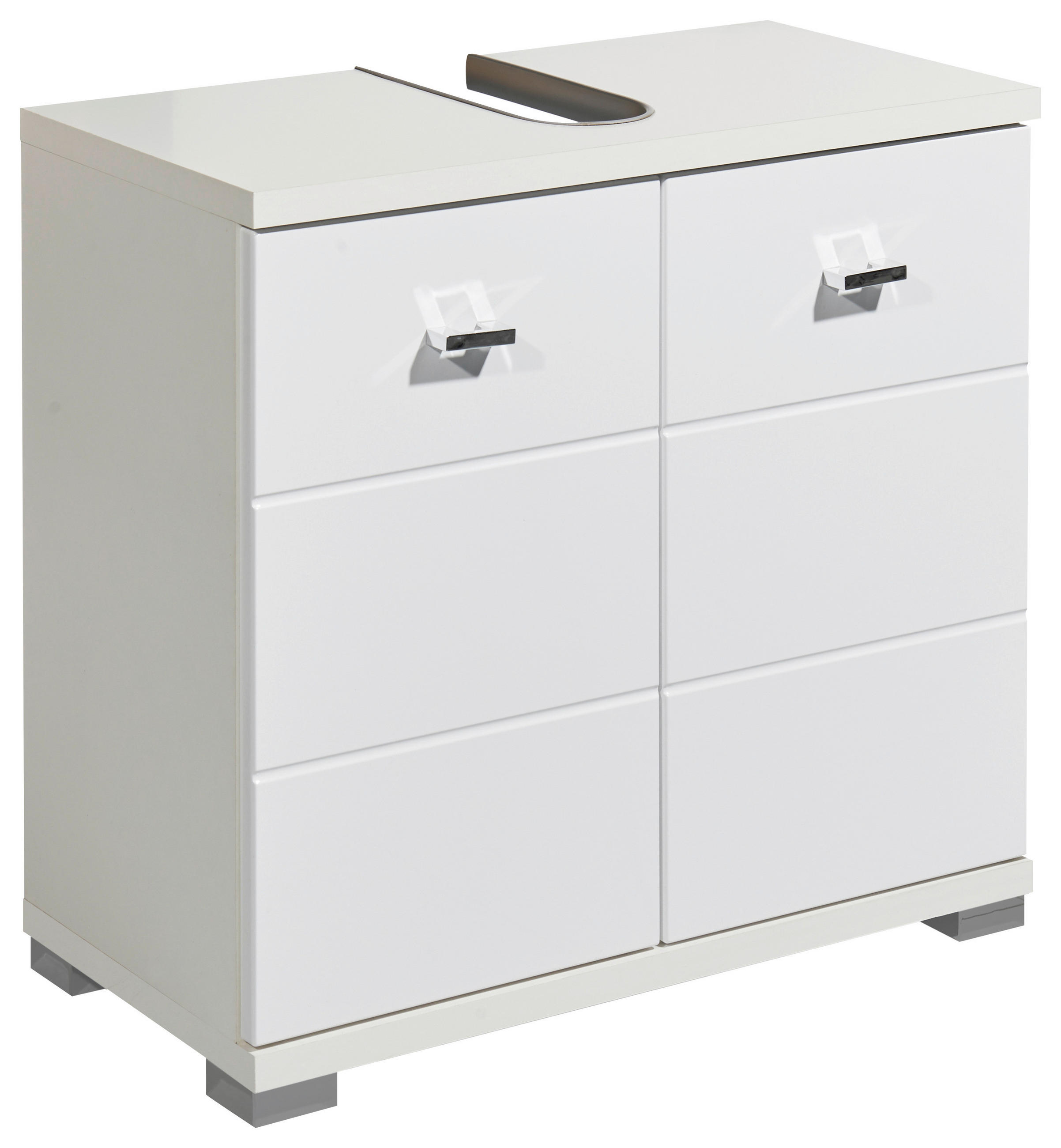 WASCHBECKENUNTERSCHRANK 60/57/31 cm  - Weiß Hochglanz/Silberfarben, Basics, Holzwerkstoff/Kunststoff (60/57/31cm) - Livetastic