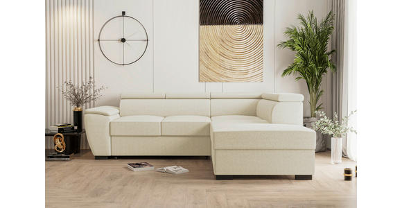ECKSOFA  in Flachgewebe Beige  - Beige/Schwarz, KONVENTIONELL, Kunststoff/Textil (266/220cm) - Carryhome