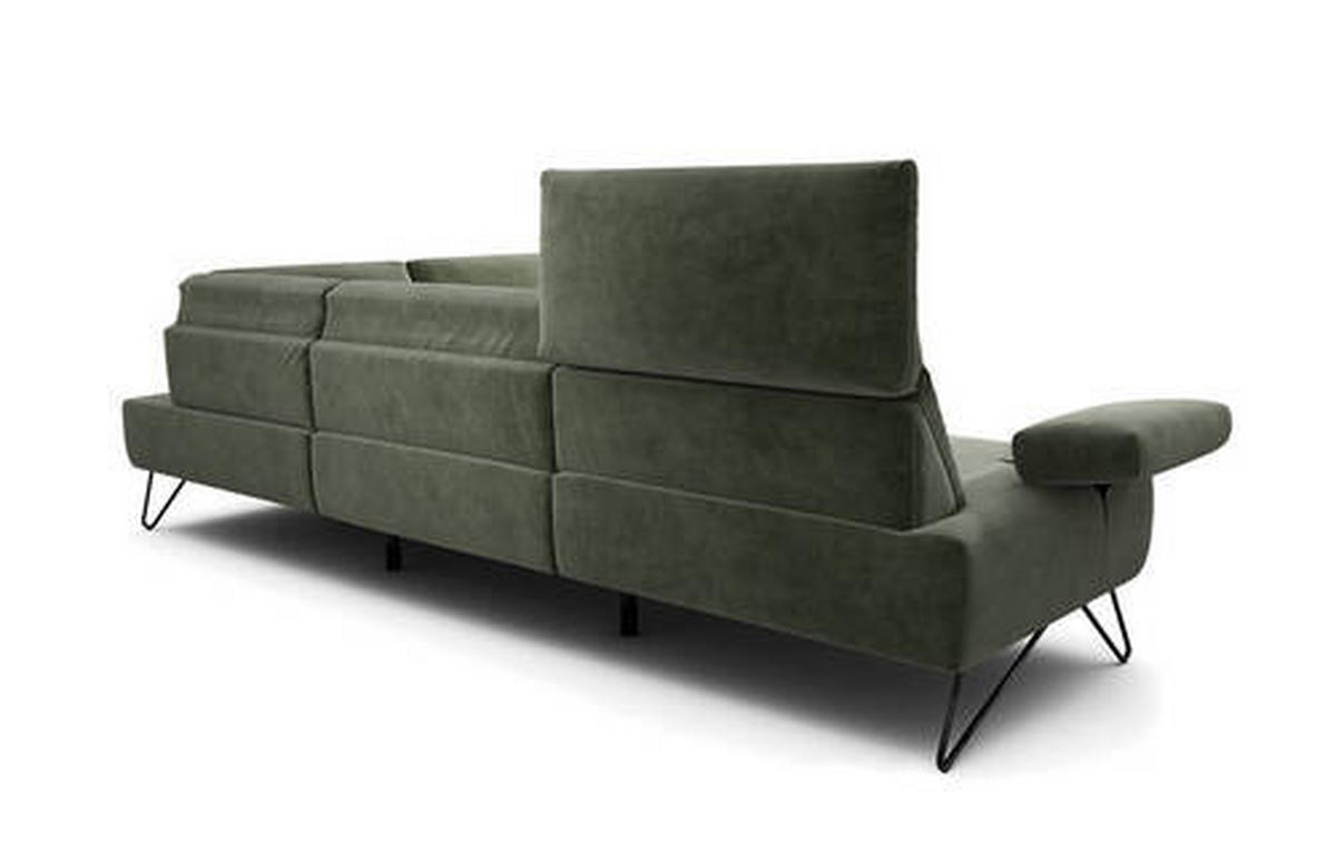 ECKSOFA in Samt Waldgrün  288-303/213 cm  - Waldgrün/Schwarz, Design, Textil/Metall (288-303/213cm) - SENSOO