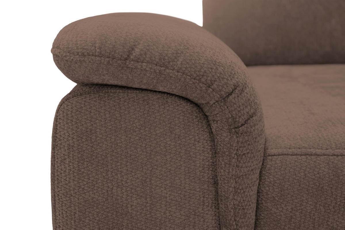 ECKSOFA Dunkelbraun Chenille Bettkasten, Schlaffunktion, Rücken echt, Kopfteilverstellung, Liegefläche im Originalstoff  - Dunkelbraun/Schwarz, KONVENTIONELL, Textil/Metall (265/206cm) - Carryhome