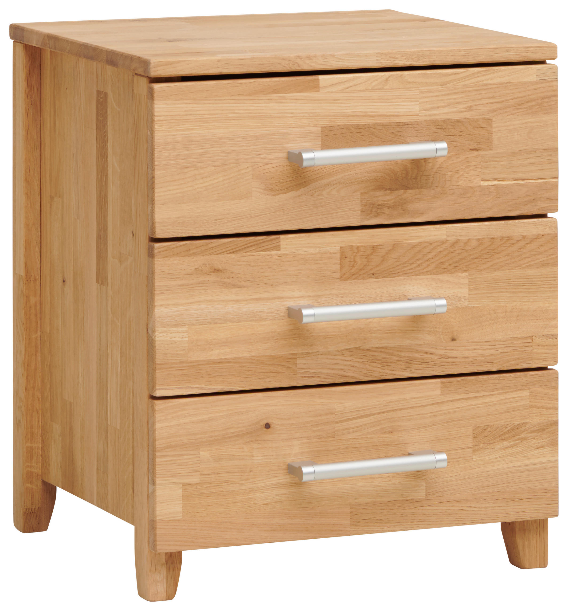 NACHTSCHRANK 45/55/42 cm Wildeiche massiv  - Chromfarben/Eichefarben, Natur, Holz/Kunststoff (45/55/42cm) - Livetastic