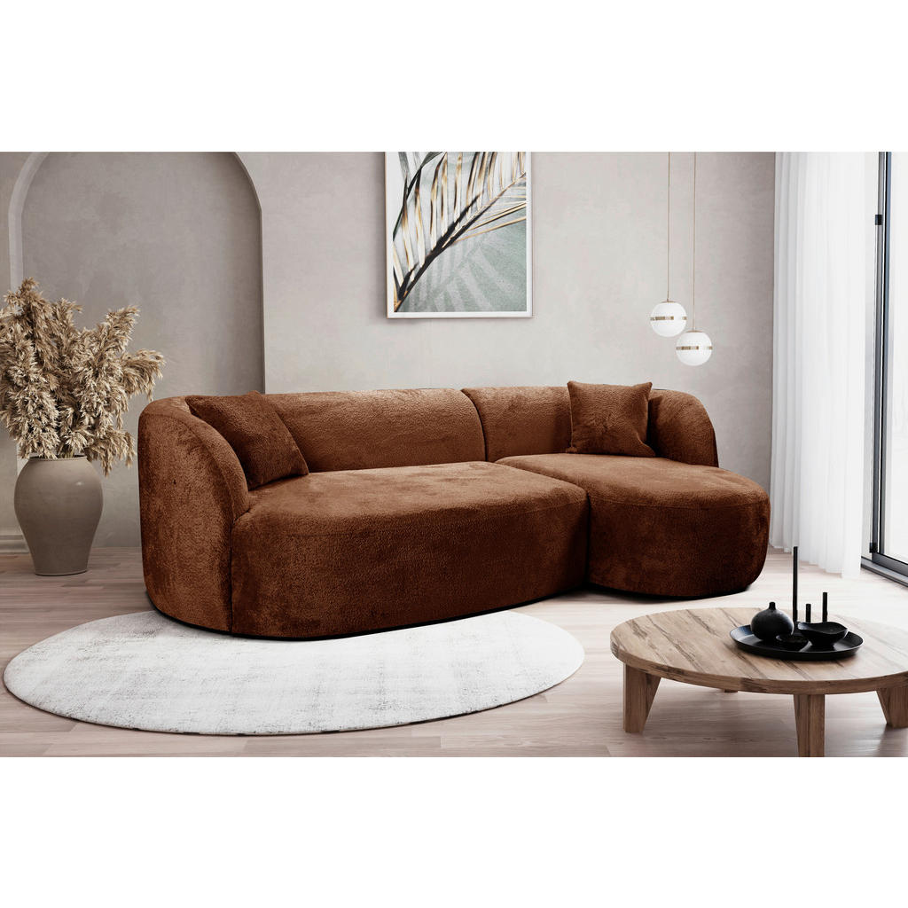 Thumbnail - Mid.you Ecksofa, Rost, Textil, 3-Sitzer, Ottomane rechts, L-Form, 264x143 cm, Made in EU, Wohnzimmer, Sofas & Couches, W...