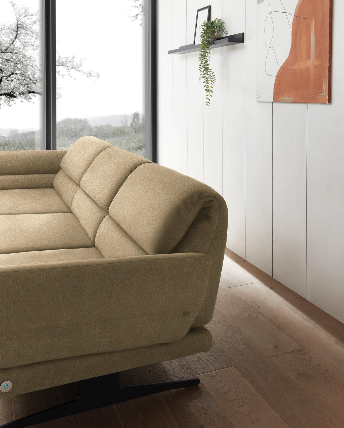 ECKSOFA in Flachgewebe Senfgelb  - Senfgelb/Schwarz, Design, Textil/Metall (176-217/279-327cm) - Dieter Knoll