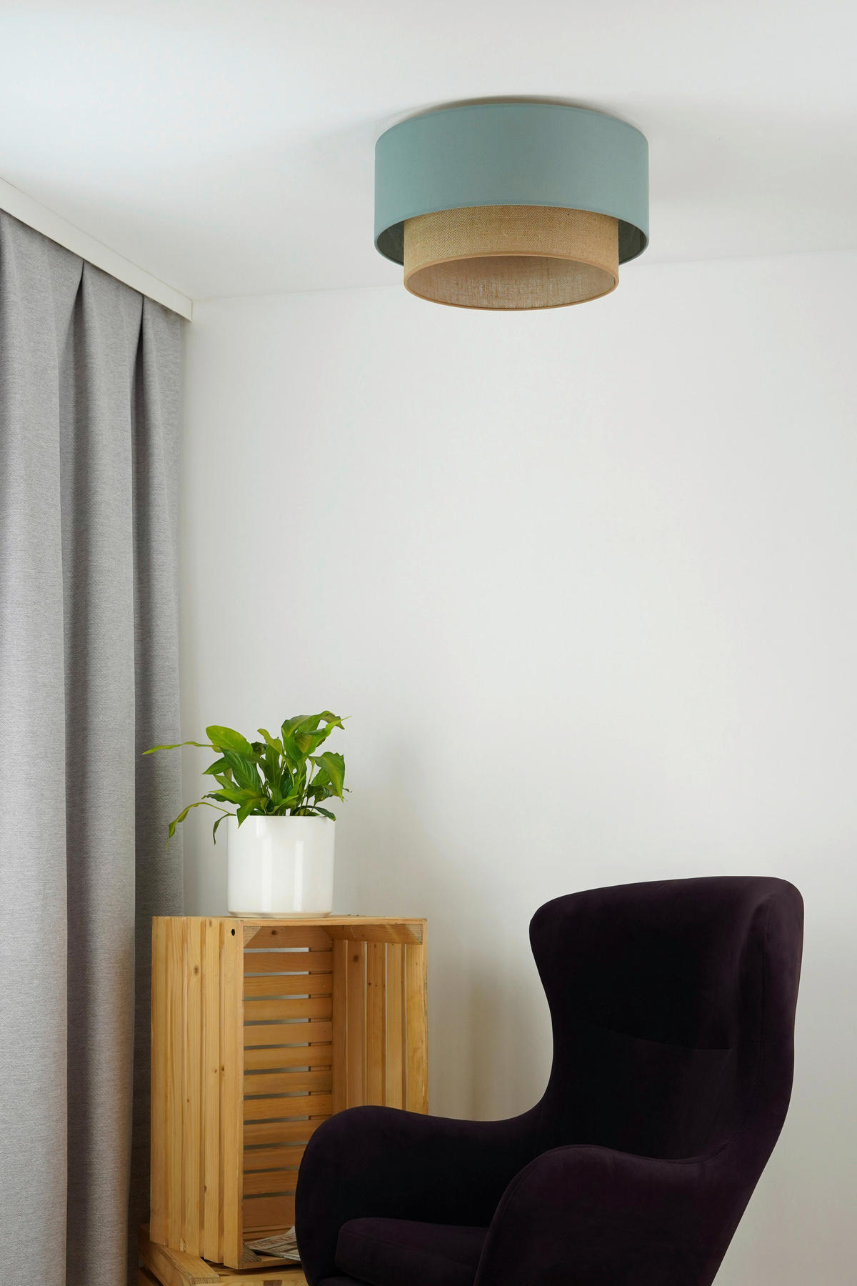 DECKENLEUCHTE Boho 45/22 cm   - Multicolor, Natur, Textil (45/22cm)