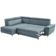 ECKSOFA Hellblau Mikrofaser  - Chromfarben/Hellblau, KONVENTIONELL, Textil/Metall (206/271cm) - Carryhome