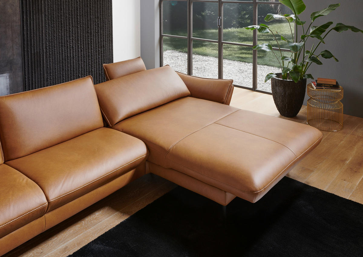 ECKSOFA Valdera in Echtleder Braun  334/172 cm  - Schwarz/Braun, Design, Leder/Metall (334/172cm) - Valdera