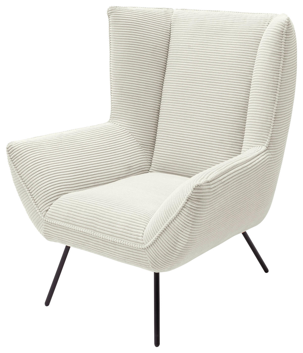 SESSEL in Cord Weiß  - Schwarz/Weiß, Design, Textil/Metall (90/112/94cm) - Pure Home Lifestyle