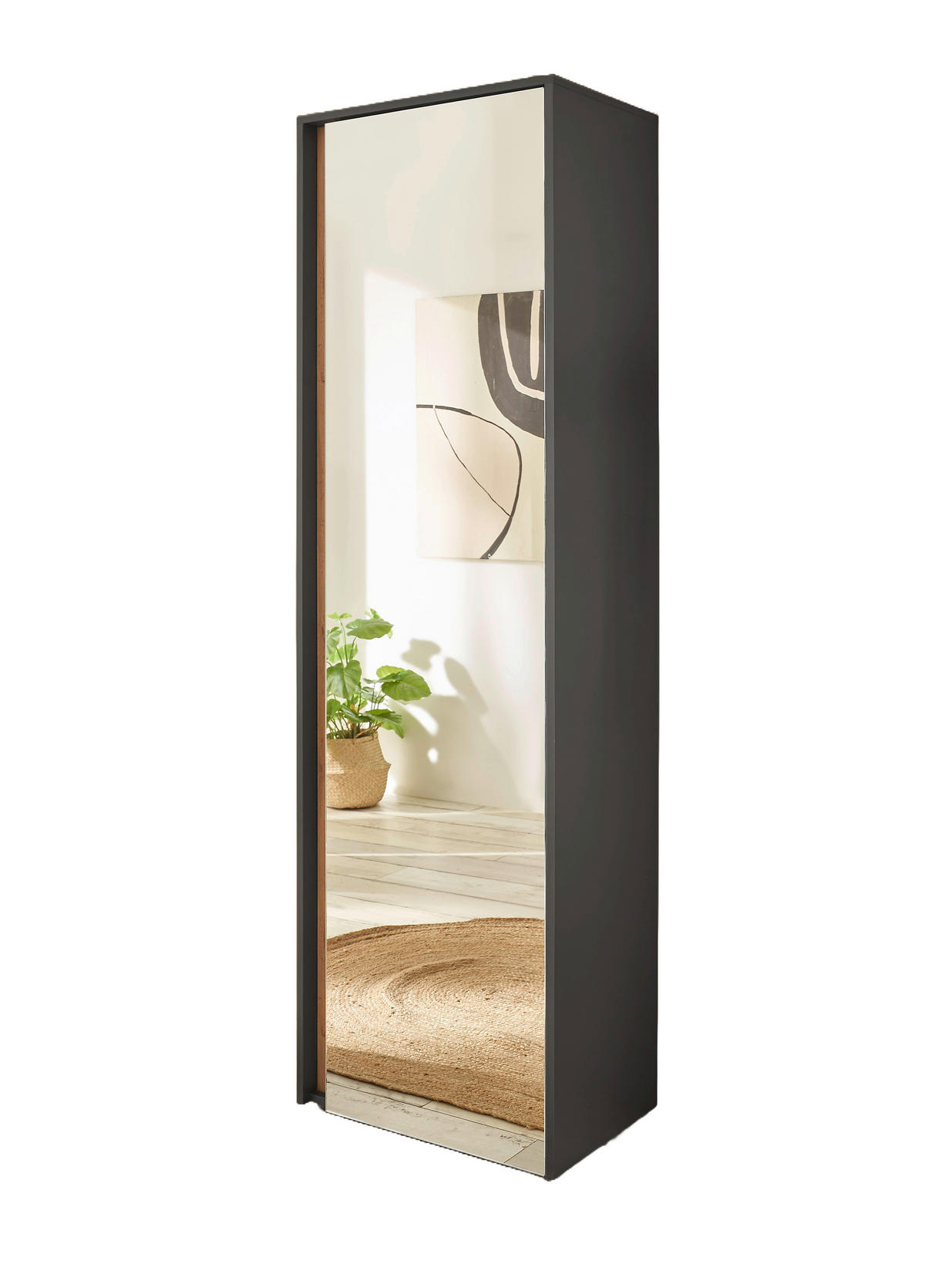 GARDEROBENSCHRANK  in 60/200/40 cm  - Anthrazit/Eiche Wotan, Design, Glas/Holzwerkstoff (60/200/40cm) - Modante