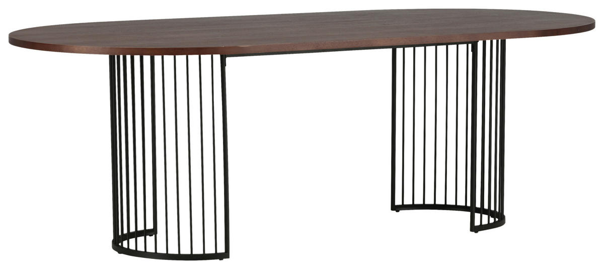 ESSTISCH in Metall, Holzwerkstoff 220/110/75 cm  - Dunkelbraun/Schwarz, Design, Holzwerkstoff/Metall (220/110/75cm) - Livetastic