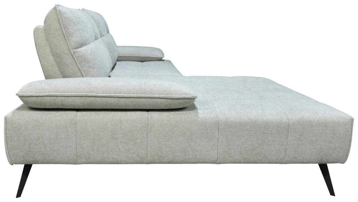 ECKSOFA Ottomane links  Greige Chenille  - Greige/Schwarz, Design, Textil/Metall (188/284cm) - Stylife