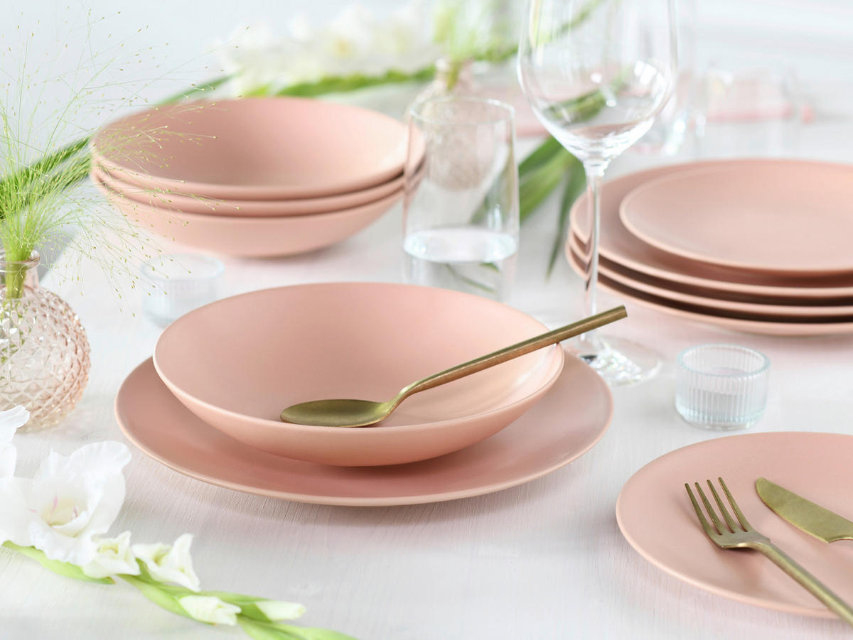 TAFELSERVICE Soft Touch Peach 12-teilig  - Rosa, Basics, Keramik - Creatable