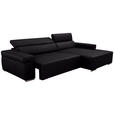 ECKSOFA DUA in Echtleder Schwarz  293/170 cm  - Chromfarben/Schwarz, Design, Leder/Metall (293/170cm) - Novel