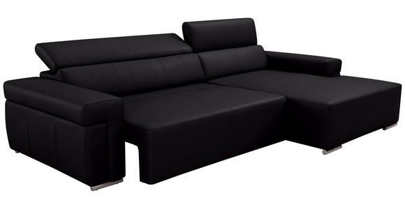 ECKSOFA DUA in Echtleder Schwarz  293/170 cm  - Chromfarben/Schwarz, Design, Leder/Metall (293/170cm) - Novel