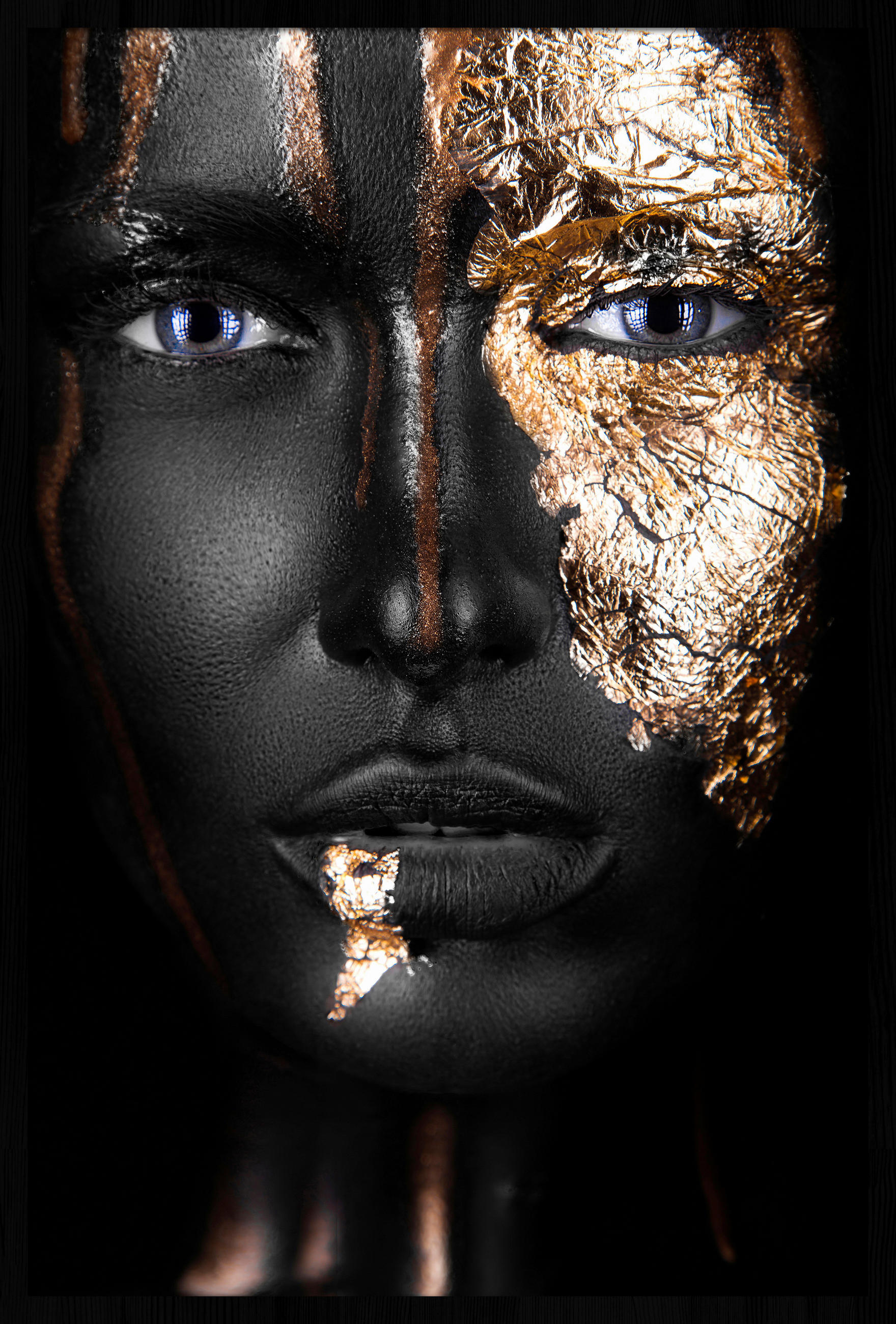 Wandkraft Bild Schwarz, Gold 80x120 cm