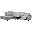 ECKSOFA in Echtleder Grau  - Schwarz/Grau, Design, Leder/Metall (239/289cm) - Cantus