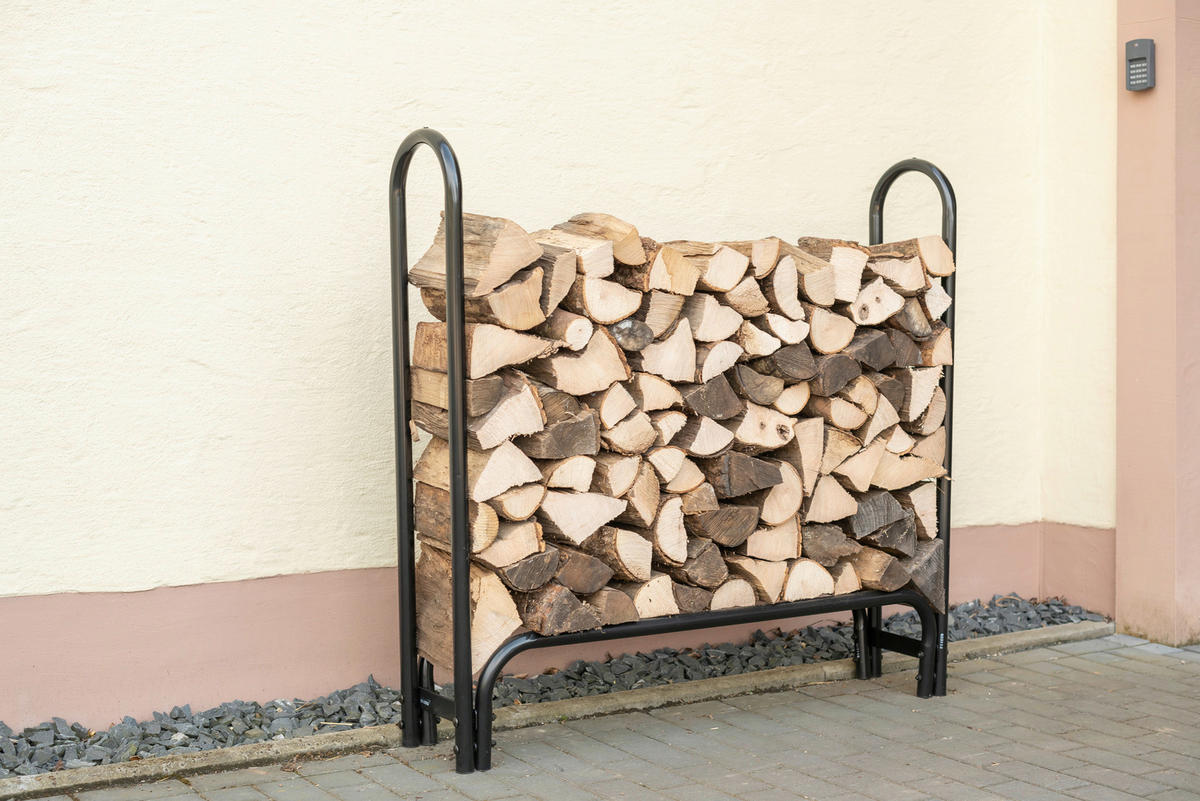 KAMINHOLZREGAL 25/118/126 cm  Metall  - Schwarz, Basics, Metall (25/118/126cm)