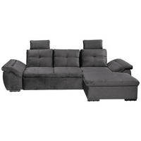 ECKSOFA in Mikrovelours Grau  - Schwarz/Grau, Konventionell, Kunststoff/Textil (275/170cm) - Carryhome