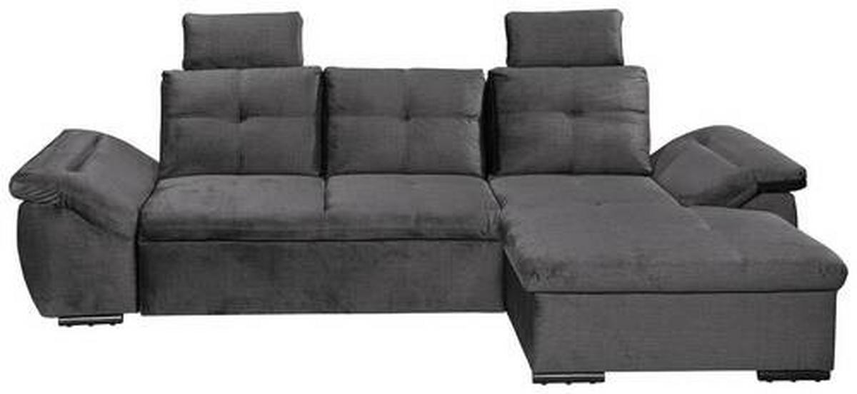 ECKSOFA in Mikrovelours Grau  - Schwarz/Grau, Konventionell, Kunststoff/Textil (275/170cm) - Carryhome