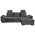 ECKSOFA Grau Mikrovelours  - Schwarz/Grau, KONVENTIONELL, Kunststoff/Textil (275/170cm) - Carryhome