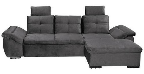 ECKSOFA Grau Mikrovelours  - Schwarz/Grau, KONVENTIONELL, Kunststoff/Textil (275/170cm) - Carryhome