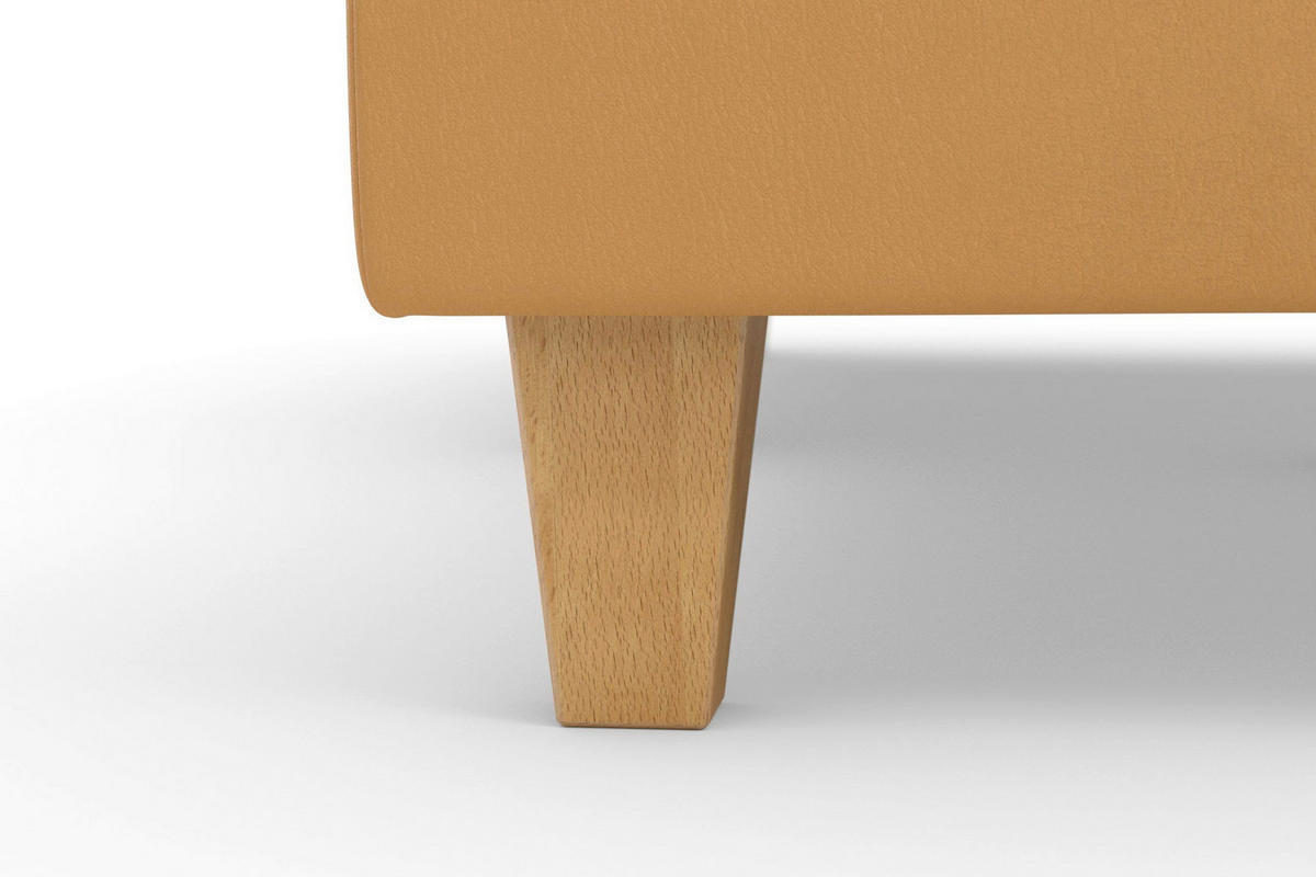WOHNLANDSCHAFT PALMERA E Currygelb Echtleder  - Currygelb/Eichefarben, Basics, Leder/Holz (163/308/212cm) - Sit & More