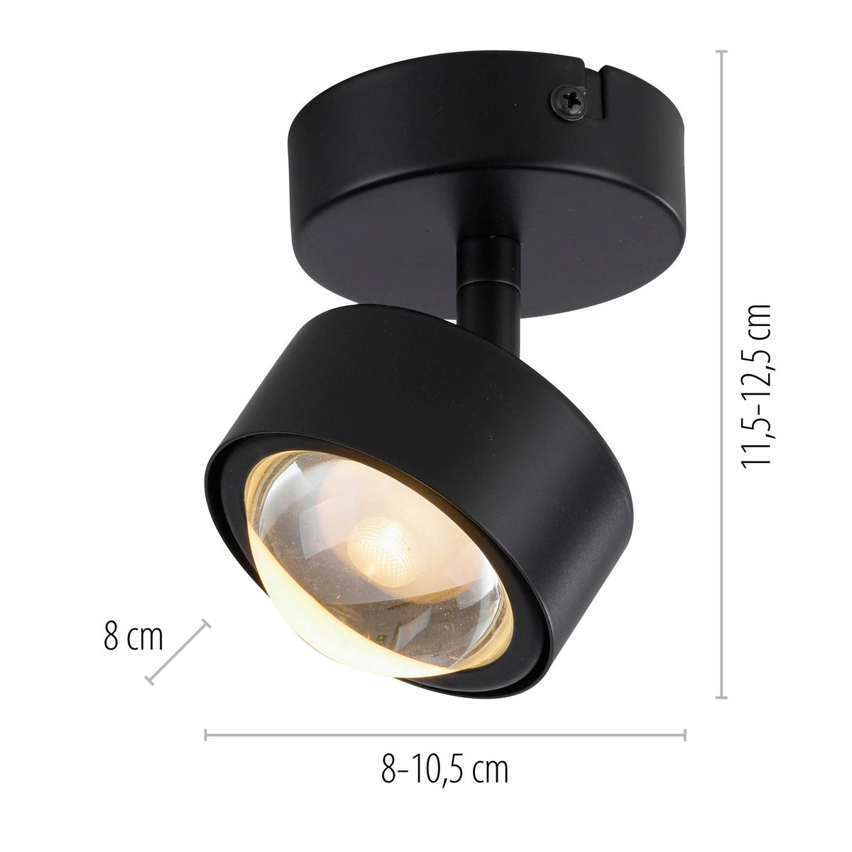 LED-DECKENLEUCHTE 10,5/8/12,5 cm   - Schwarz, Design, Kunststoff/Metall (10,5/8/12,5cm) - Schöner Wohnen