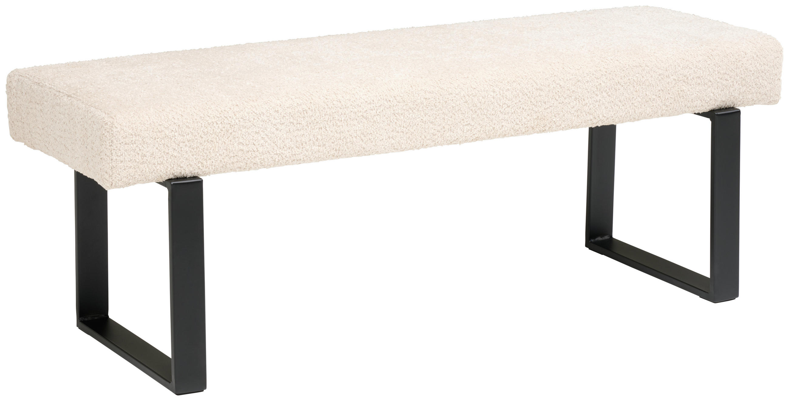 SITZBANK 140/49/47 cm Webstoff, Bouclé Beige  - Beige/Schwarz, KONVENTIONELL, Textil/Metall (140/49/47cm) - Livetastic