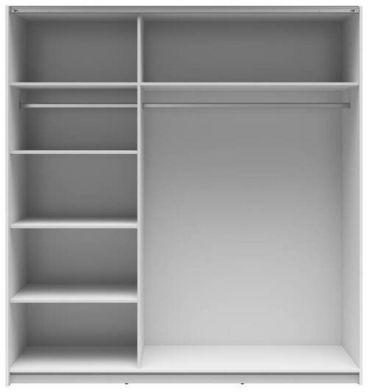 SCHWEBETÜRENSCHRANK 183/195,5/60 cm 2-türig Weiß Hochglanz  - Weiß Hochglanz/Anthrazit, MODERN, Holzwerkstoff/Metall (183/195,5/60cm) - MID.YOU