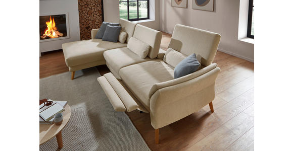 ECKSOFA in Chenille, Flachgewebe Beige  - Beige, Design, Holz/Textil (281/157cm) - Valnatura