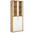 VITRINE  in Eichefarben, Weiß Hochglanz  - Eichefarben/Weiß Hochglanz, MODERN, Glas/Holzwerkstoff (80/218/36cm) - Xora
