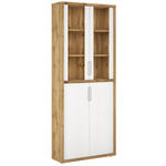 VITRINE  in Eichefarben, Weiß Hochglanz  - Eichefarben/Weiß Hochglanz, MODERN, Glas/Holzwerkstoff (80/218/36cm) - Xora