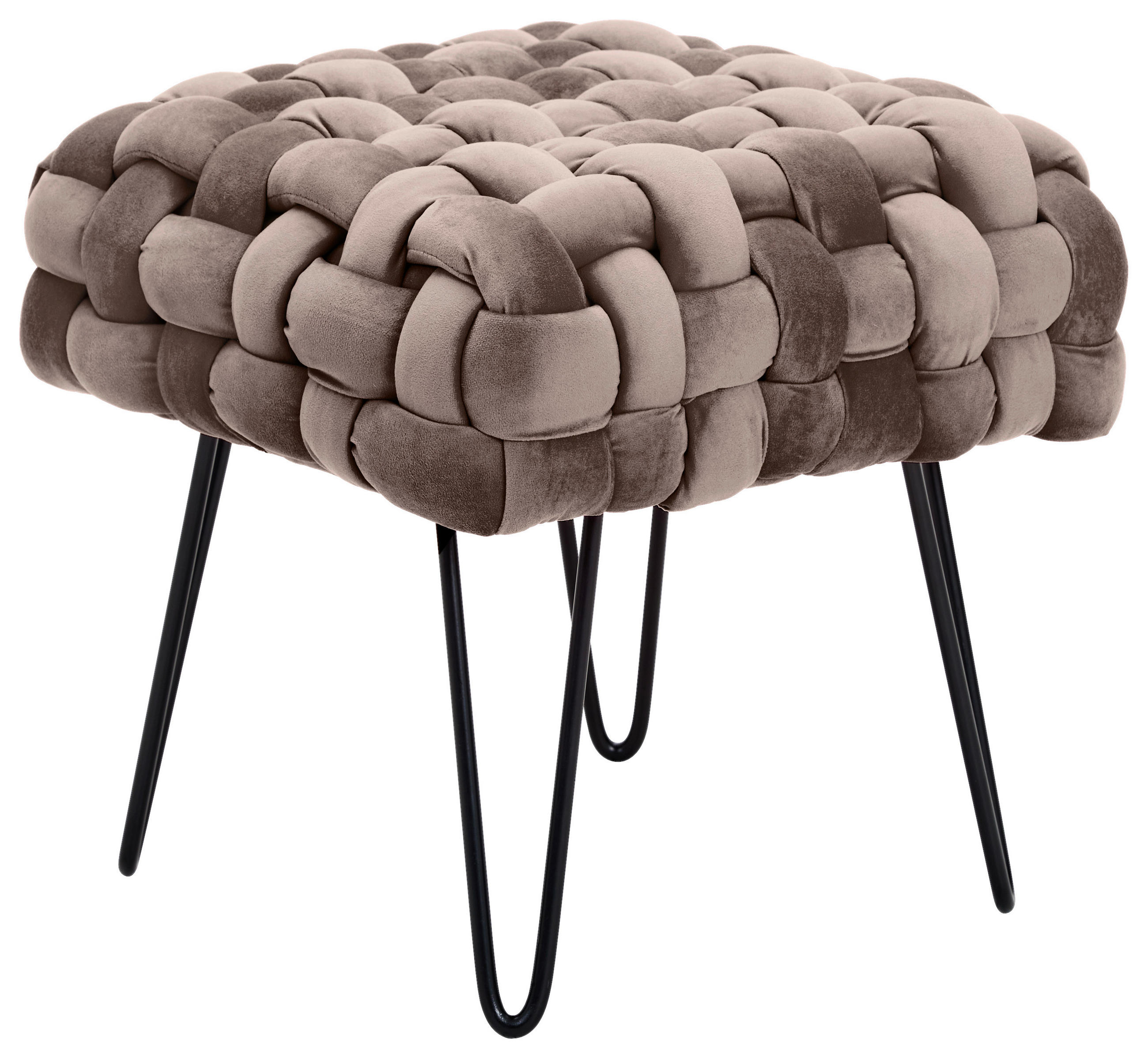 HOCKER Samt Grau, Schwarz  - Schwarz/Grau, Trend, Textil/Metall (44/41/44cm) - Xora