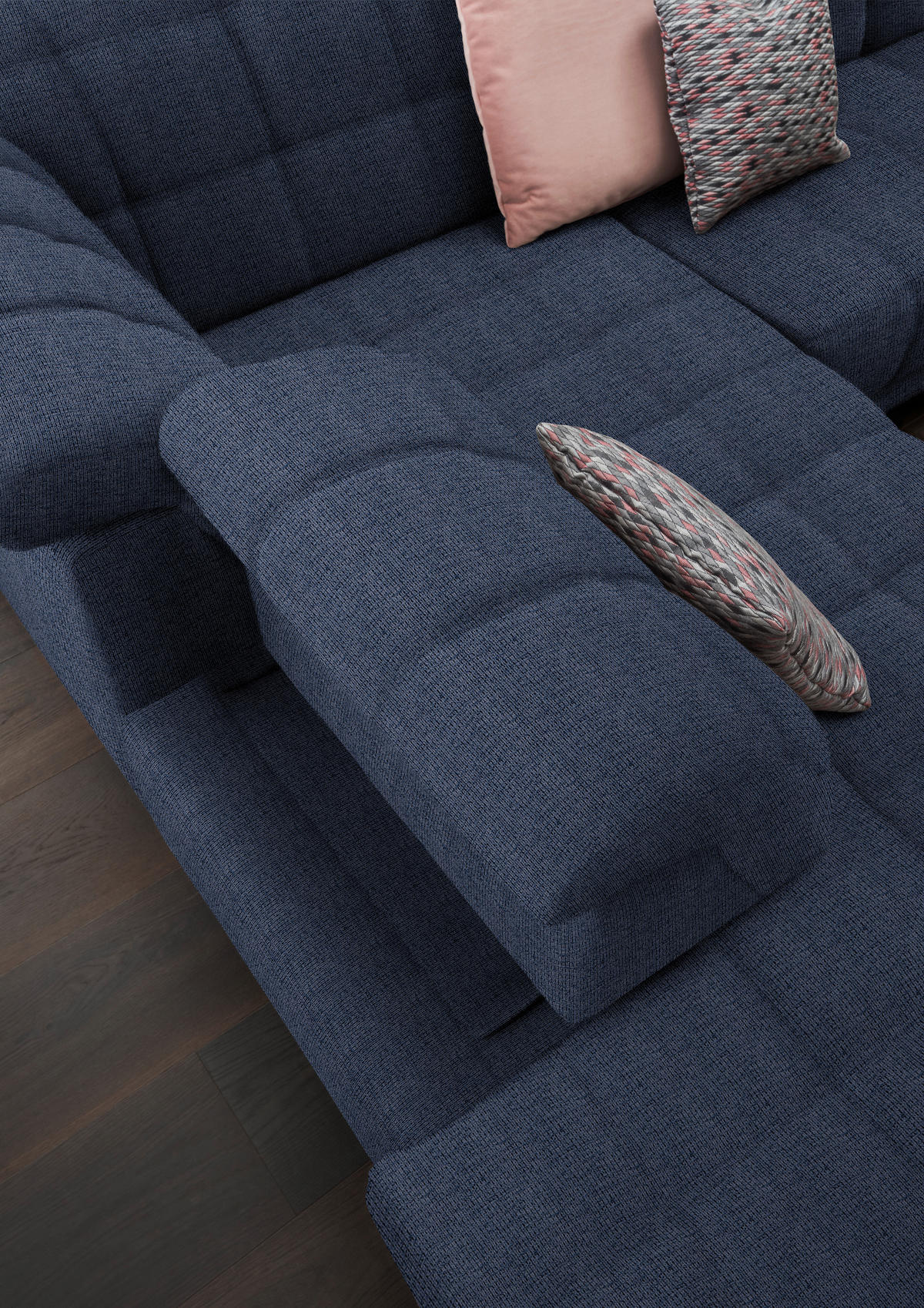 ECKSOFA in Webstoff Dunkelblau  216/302 cm  - Schwarz/Dunkelblau, Design, Holz/Textil (216/302cm) - Xora