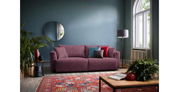 SCHLAFSOFA Velours Bordeaux - Bordeaux/Schwarz, Design, Kunststoff/Textil (250/92/105cm) - Carryhome