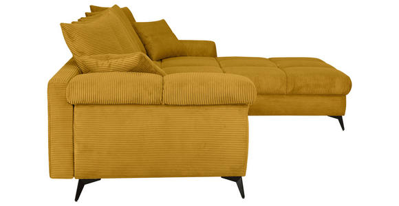 ECKSOFA Currygelb Cord Rückenkissen, Armlehnenkissen, Rücken echt  - Currygelb/Schwarz, KONVENTIONELL, Textil/Metall (332/231cm) - Carryhome
