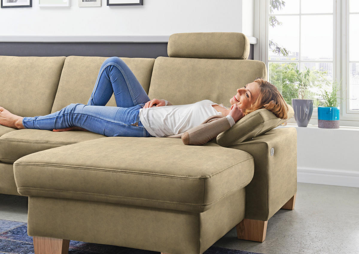 WOHNLANDSCHAFT in Velours Cappuccino  - Eichefarben/Cappuccino, Konventionell, Holz/Textil (167/316/235cm) - Beldomo System