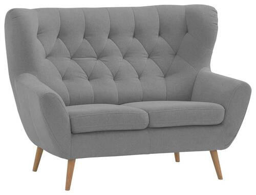 2-SITZER-SOFA in Flachgewebe Grau  - Eichefarben/Grau, Design, Holz/Textil (137/101/95cm) - Stylife