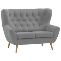 2-SITZER-SOFA in Flachgewebe Grau  - Eichefarben/Grau, Design, Holz/Textil (137/101/95cm) - Stylife
