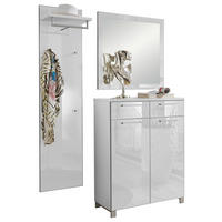 GARDEROBE 3-teilig  in 135/195/37 cm  - Weiß, Design, Glas/Holzwerkstoff (135/195/37cm)