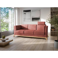 TROJMIESTNA POHOVKA, textil, čerešňovočervená - farba duba/čerešňovočervená, Konventionell, drevo/textil (213/84/93cm) - Sit & More