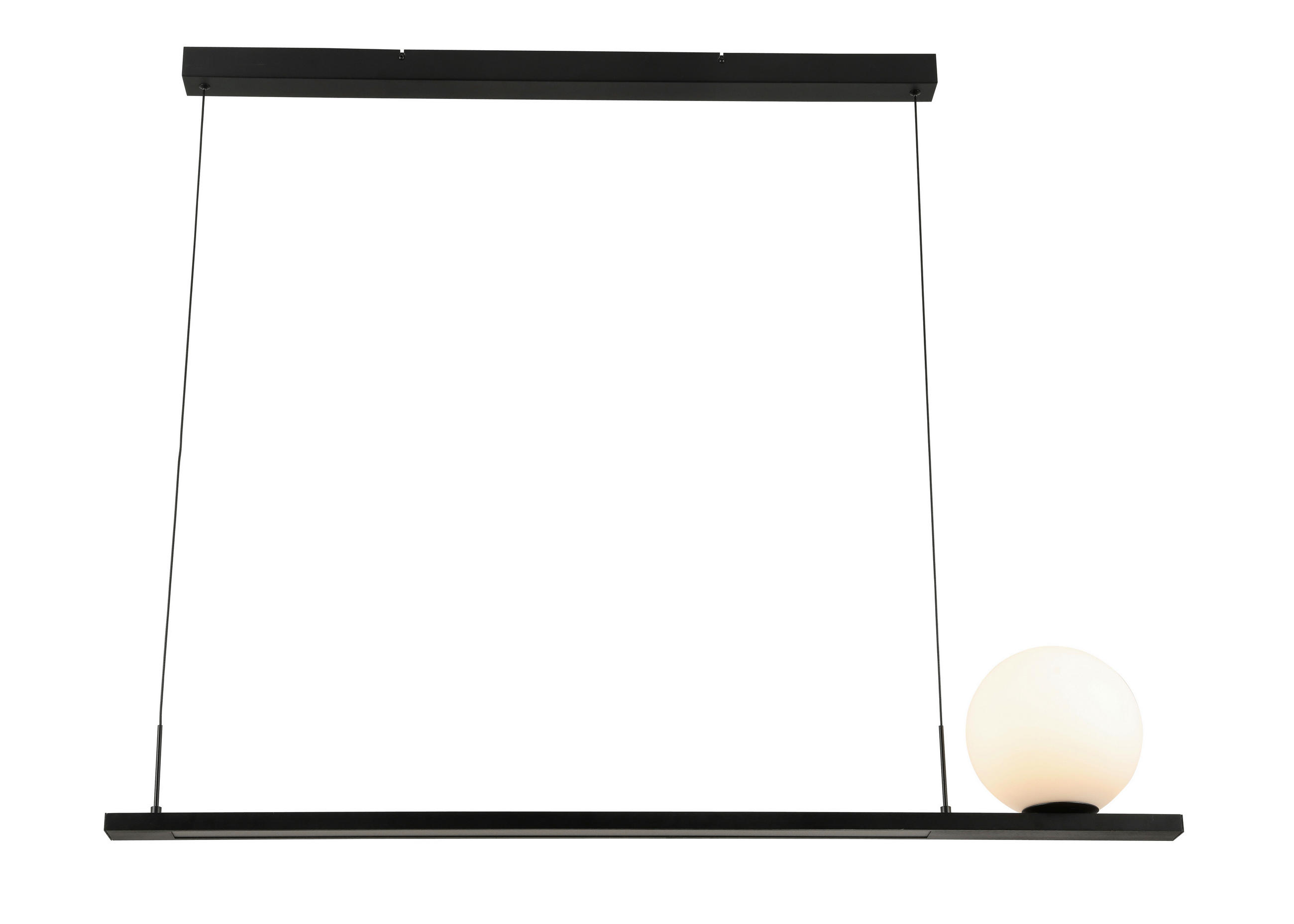 LED-HÄNGELEUCHTE Alan 120/20/200 cm   - Schwarz, Design, Glas/Kunststoff (120/20/200cm) - Dieter Knoll