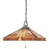 FÜGGESZTÉK - sötétbarna/többszínű, Konventionell, üveg/természetes anyagok (45,7/38,1cm) - Elstead Lighting