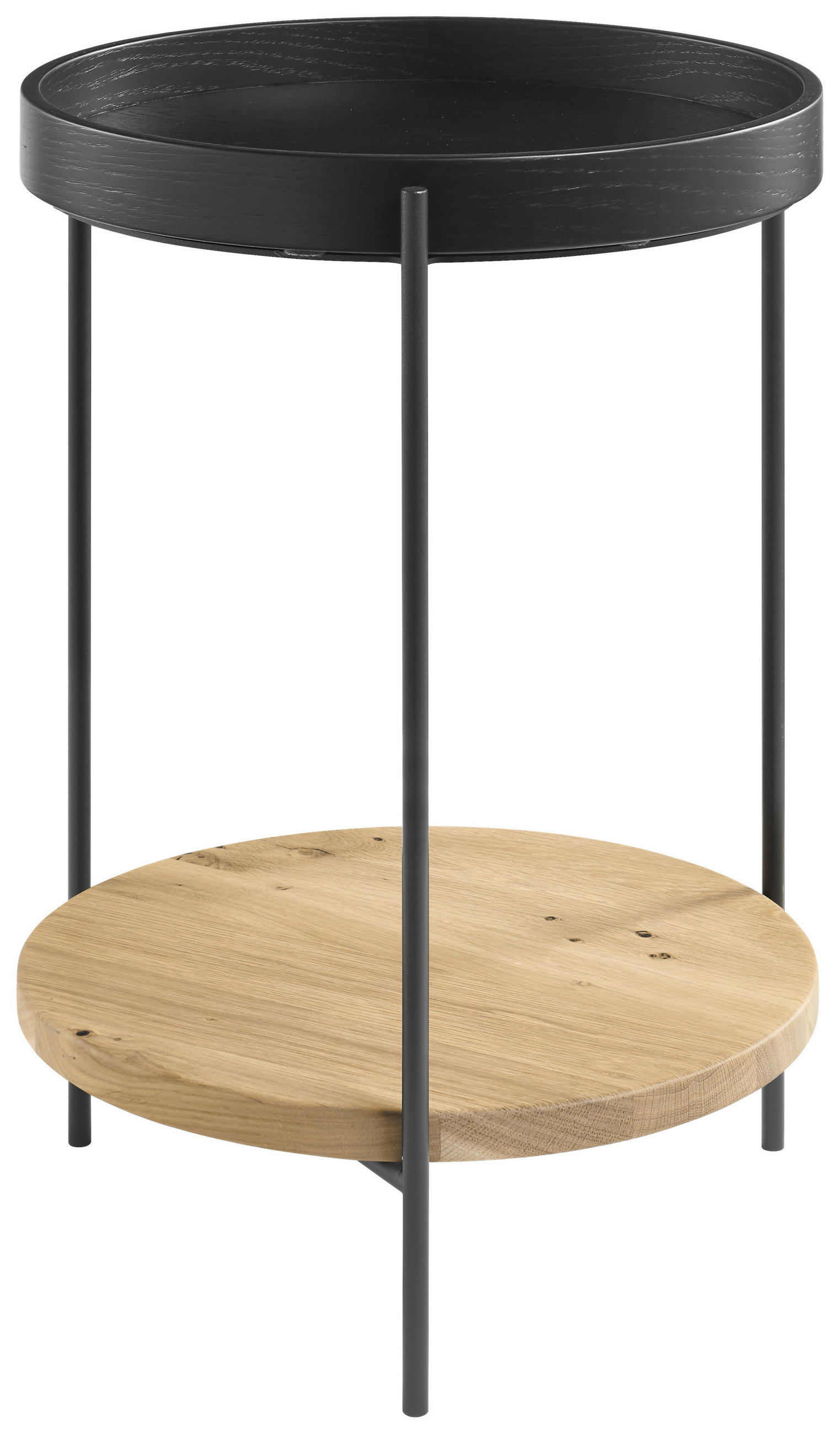 BEISTELLTISCH 43/43/59 cm Eiche, Wildeiche furniert Anthrazit, Schwarz, Eichefarben rund  - Eichefarben/Anthrazit, Design, Holz/Metall (43/43/59cm) - Musterring