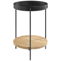 BEISTELLTISCH 43/43/59 cm Eiche, Wildeiche furniert Anthrazit, Schwarz, Eichefarben rund  - Eichefarben/Anthrazit, Design, Holz/Metall (43/43/59cm) - Musterring