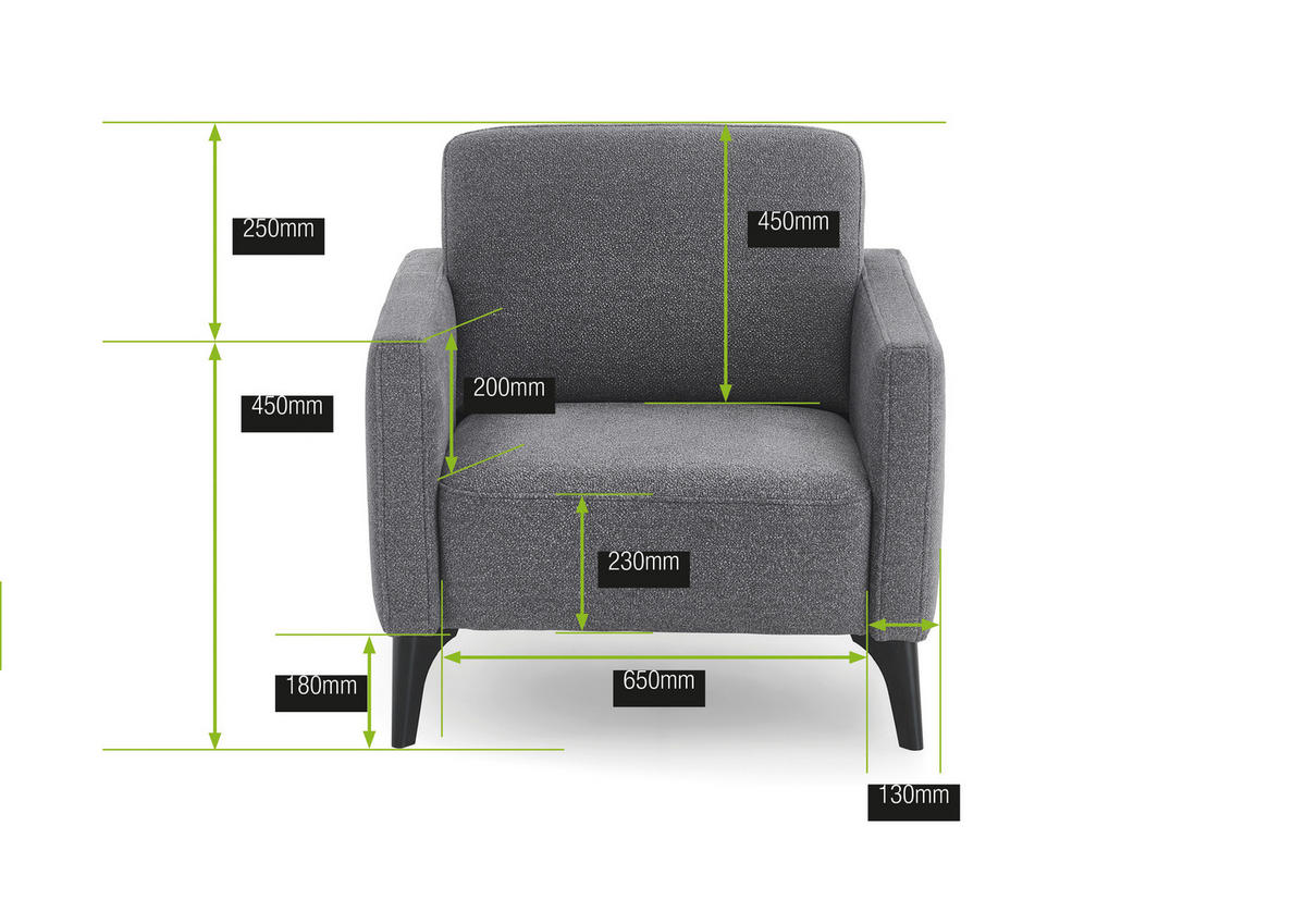 SESSEL Mikrofaser Grau  - Schwarz/Grau, Design, Textil/Metall (91/88/92cm) - Elegando