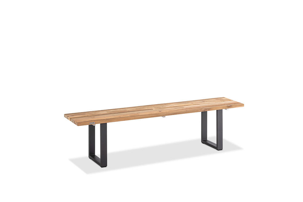 GARTENBANK 200/46/40 cm  in Teakfarben  - Anthrazit/Teakfarben, Design, Holz/Metall (200/46/40cm)