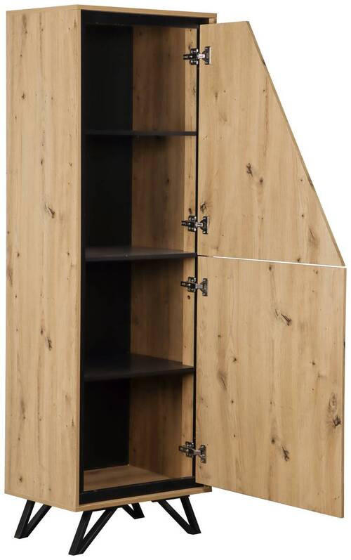 Thumbnail - Mid.you Highboard, Schwarz, Eiche, Metall, Holzwerkstoff, 3 Fächer, 60x180x40 cm, Bsci, Wohnzimmer, Kommoden & Sideboard...