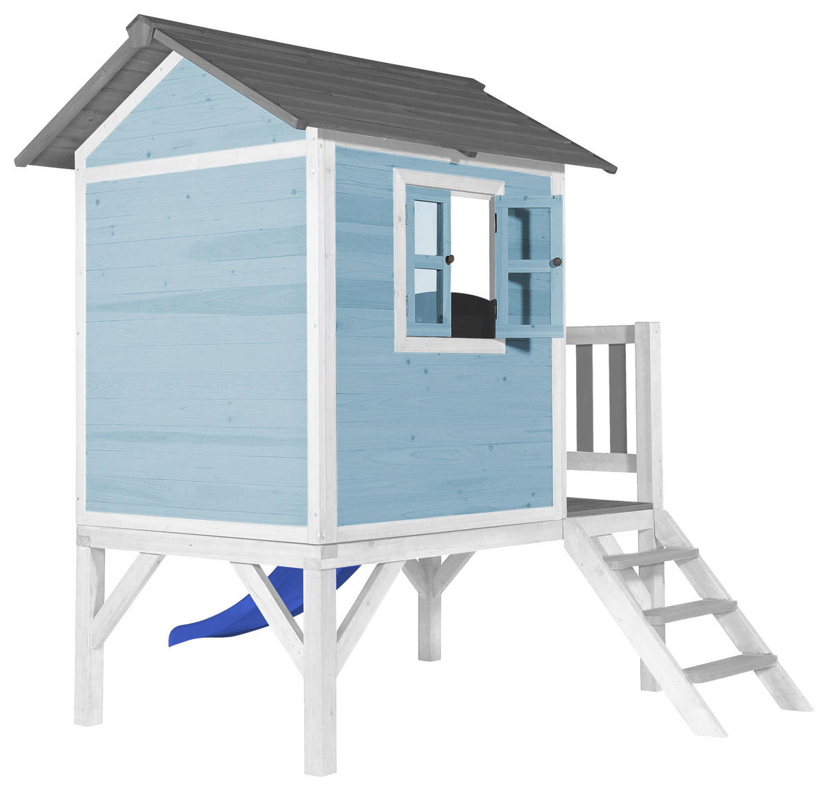 SPIELHAUS 240/189/167 cm  - Blau/Weiß, KONVENTIONELL, Holz/Kunststoff (240/189/167cm) - Ambia Garden